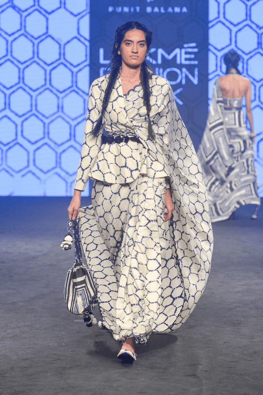 Printed Saree With Peplum Jacket